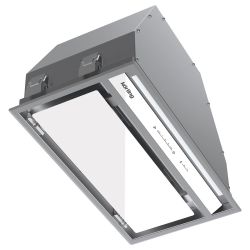 KORTING KHI 60945 DGW Дизайн KITCHEN SELECTION Полностью встраиваемая в шкаф 60 см, BLDC мотор, cенсорное управление, Режимов 3 + Silent и Turbo,, 950 м3/ч., таймер, белое стекло, ширина - 53 см.