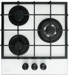 Evelux HEG 425 WG Газовая поверхность из закалённого стекла, WOK-конфорка, ширина 45 см, газ контроль, эл. поджиг, цвет - Белый