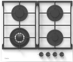 Evelux HEG 675 WG Газовая поверхность из закалённого стекла, WOK-конфорка, ширина 60 см, газ контроль, эл. поджиг, цвет - Белый