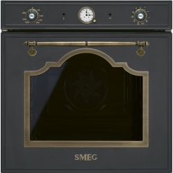 SMEG SFP67C1TAO Серия Cortina, Духовой шкаф, 60 см, 9 функций, Пиролитическая очистка, Антрацит, латунная фурнитура