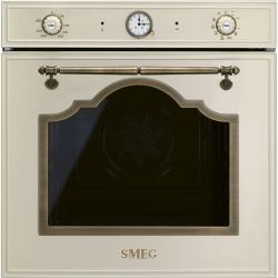 SMEG SFP67C1TPO Серия Cortina, Духовой шкаф, 60 см, 9 функций, Пиролитическая очистка, Кремовый, латунная фурнитура