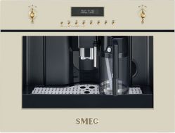 SMEG CMS8451P Серия Coloniale, Встраиваемая кофемашина, Цвет кремовый, фурнитура латунь и золото в комплекте.